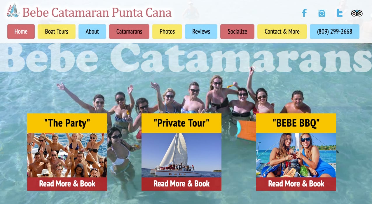 Catamaran Tours website in Punta Cana, Dominican Republic created by gandor.tv