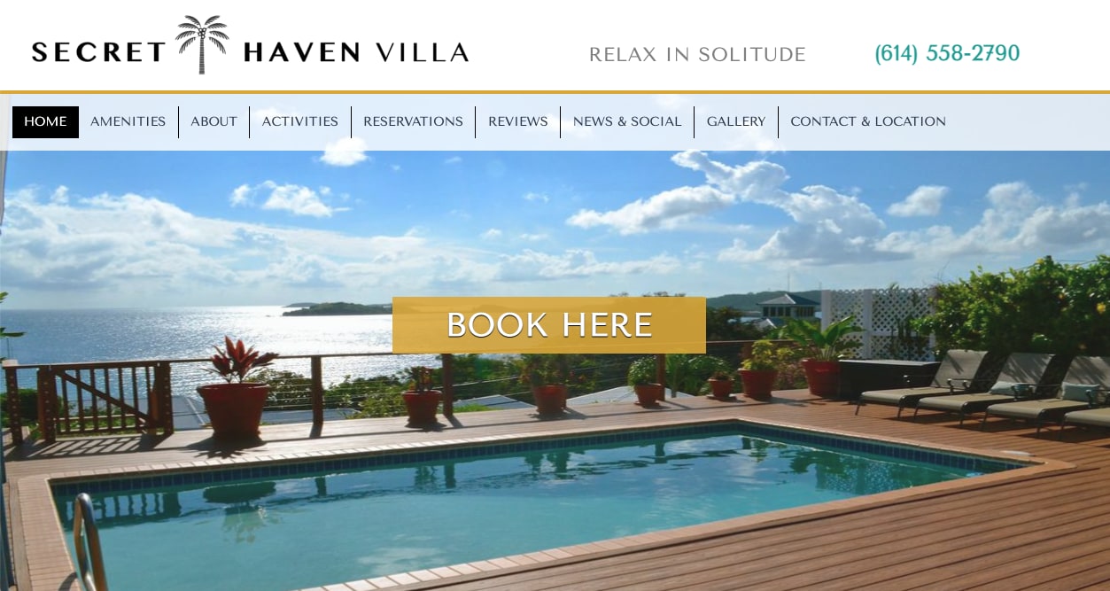 Secret Haven Villa website built and managed by gandor.tv